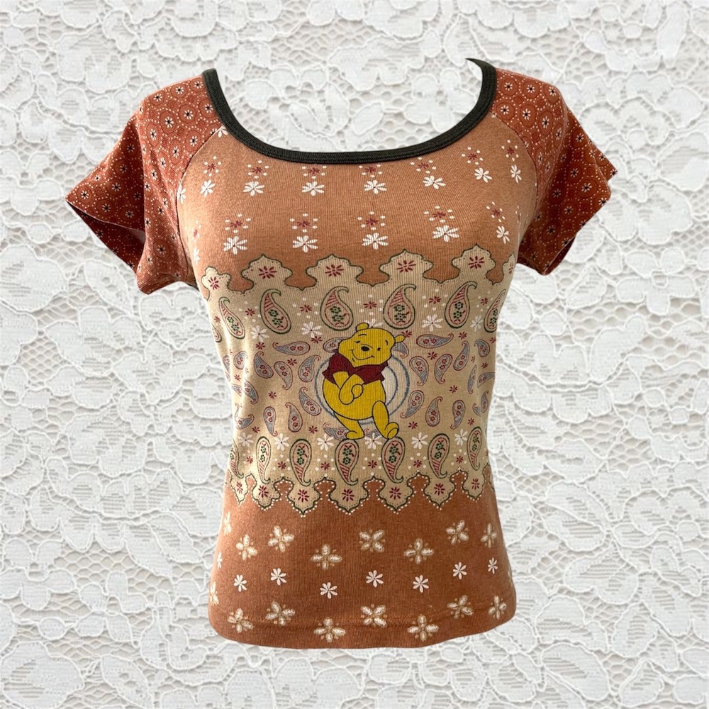 vintage winnie the pooh graphic short sleeve baby tee